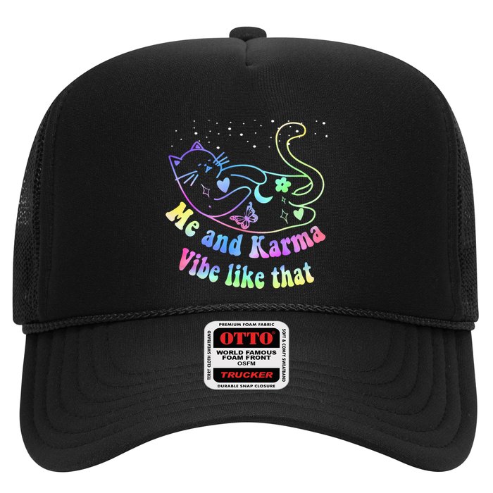 Me And Karma Vibe Like That Lazy Cat Lover Design Trucker Hat
