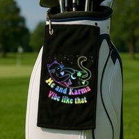 Me And Karma Vibe Like That Lazy Cat Lover Design Golf Towel