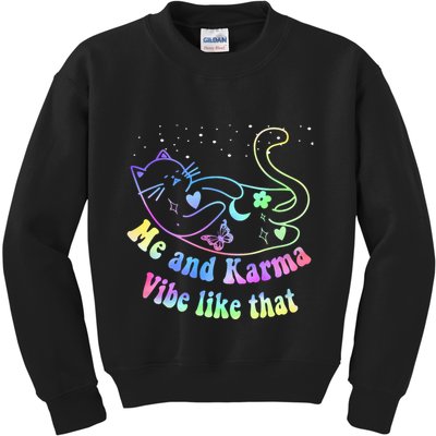 Me And Karma Vibe Like That Lazy Cat Lover Design Kids Sweatshirt