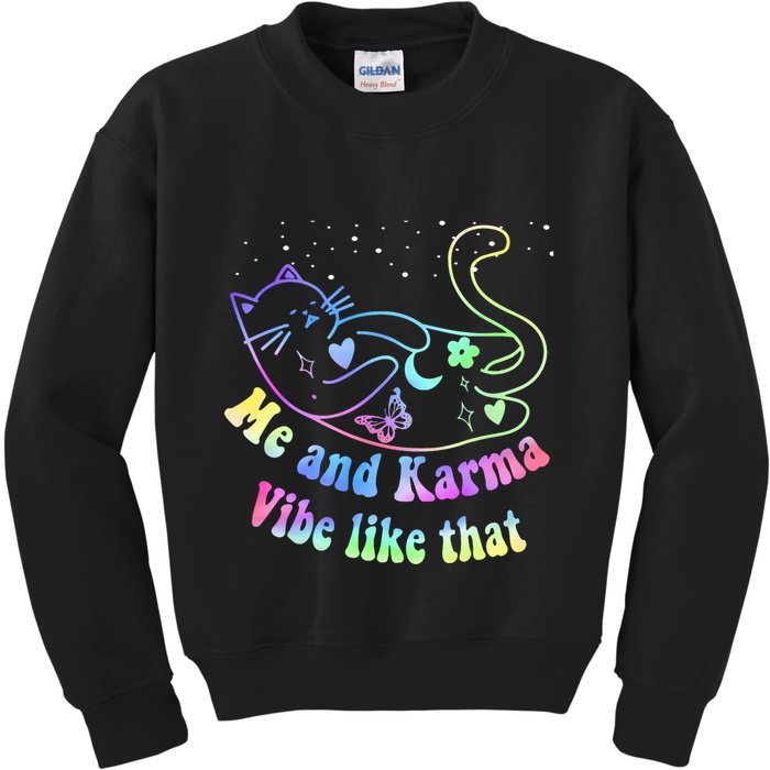 Me And Karma Vibe Like That Lazy Cat Lover Design Kids Sweatshirt
