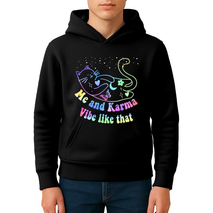 Me And Karma Vibe Like That Lazy Cat Lover Design Kids Hoodie