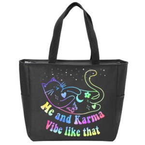 Me And Karma Vibe Like That Lazy Cat Lover Design Zip Tote Bag