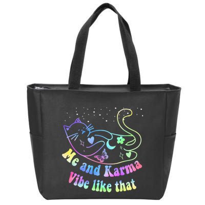 Me And Karma Vibe Like That Lazy Cat Lover Design Zip Tote Bag