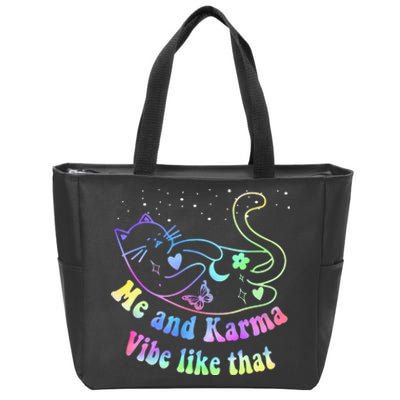 Me And Karma Vibe Like That Lazy Cat Lover Design Zip Tote Bag