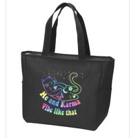 Me And Karma Vibe Like That Lazy Cat Lover Design Zip Tote Bag