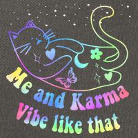 Me And Karma Vibe Like That Lazy Cat Lover Design Cotton Canvas Backpack