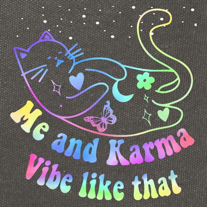 Me And Karma Vibe Like That Lazy Cat Lover Design Cotton Canvas Backpack