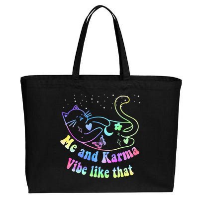 Me And Karma Vibe Like That Lazy Cat Lover Design Cotton Canvas Jumbo Tote