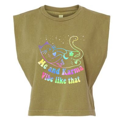 Me And Karma Vibe Like That Lazy Cat Lover Design Garment-Dyed Women's Muscle Tee