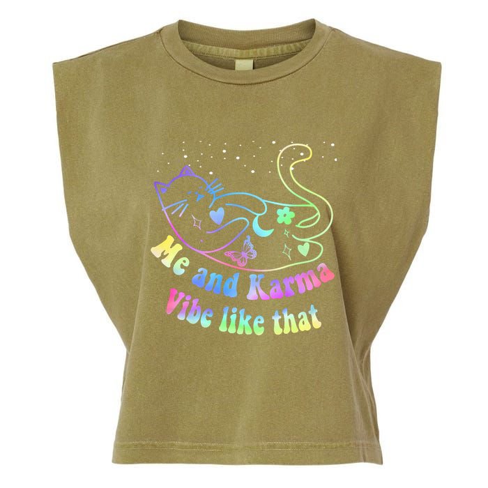 Me And Karma Vibe Like That Lazy Cat Lover Design Garment-Dyed Women's Muscle Tee