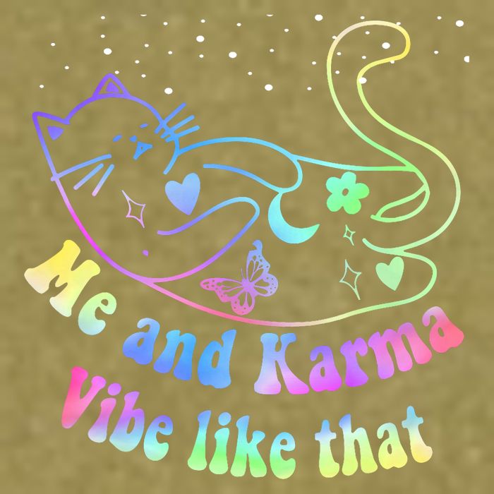 Me And Karma Vibe Like That Lazy Cat Lover Design Garment-Dyed Women's Muscle Tee