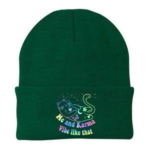 Me And Karma Vibe Like That Lazy Cat Lover Design Knit Cap Winter Beanie