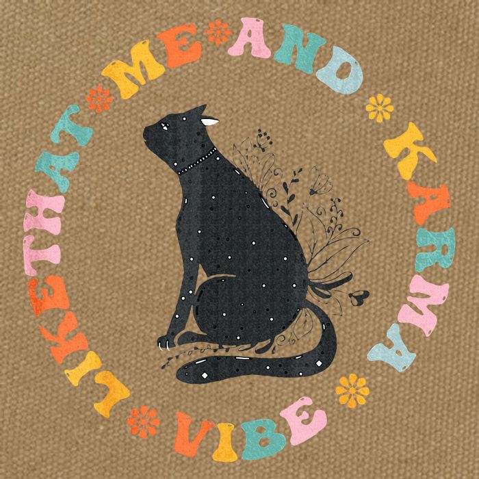 Me An Karma Vibe Like That Funny Cat Lover Cotton Canvas Backpack