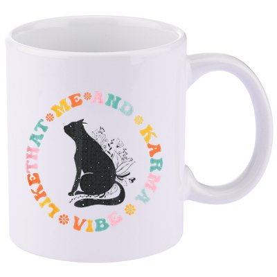 Me An Karma Vibe Like That Funny Cat Lover 11oz C Handle Ceramic Mug