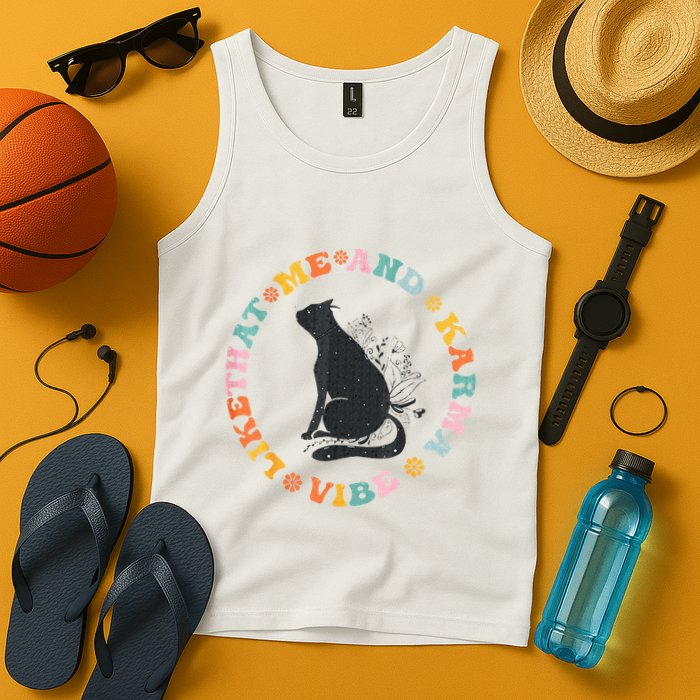 Me An Karma Vibe Like That Funny Cat Lover Tank Top