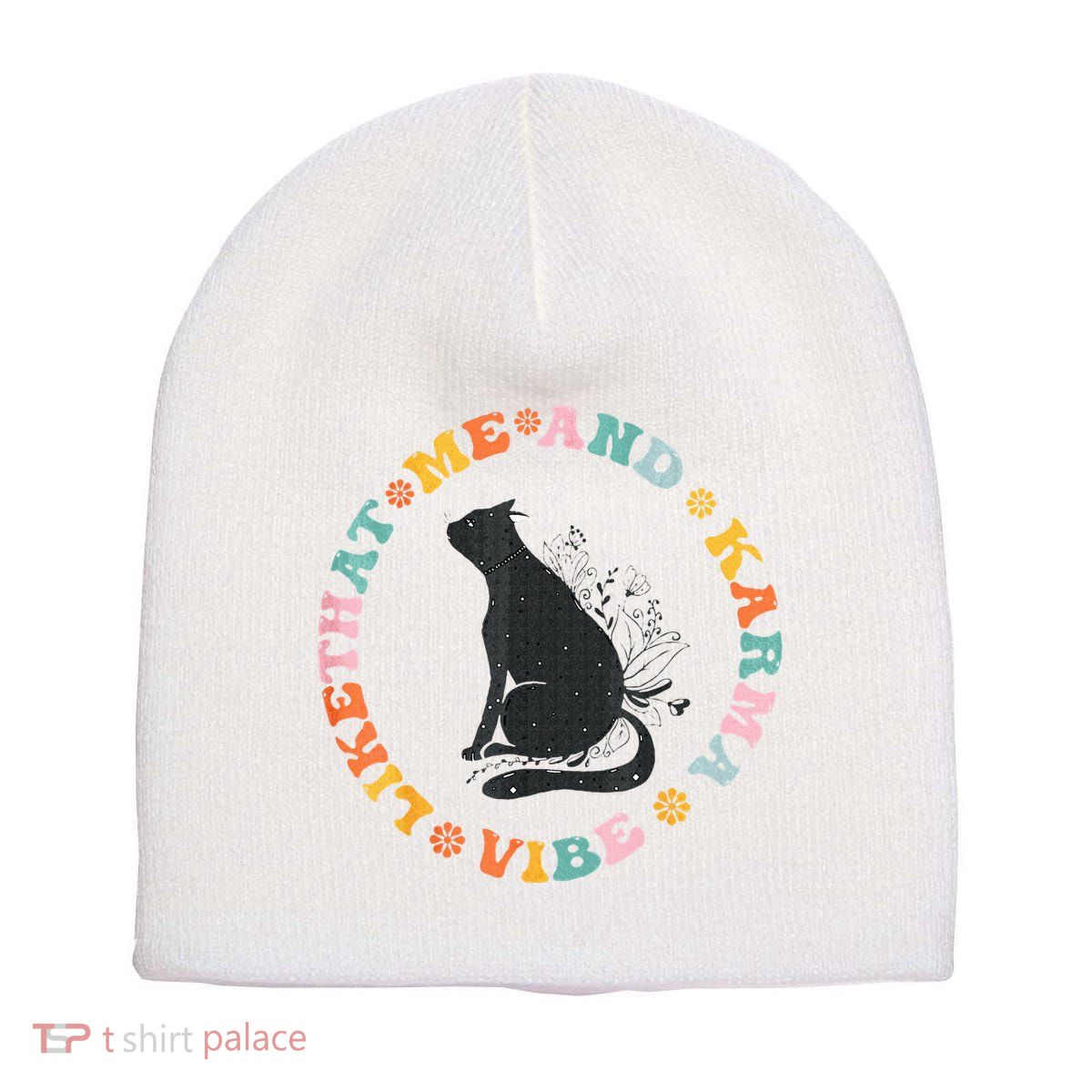 Me An Karma Vibe Like That Funny Cat Lover Short Acrylic Beanie