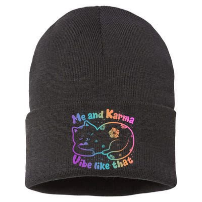 Me And Karma Vibe Like That Karma Kitty Cat Sustainable Knit Beanie