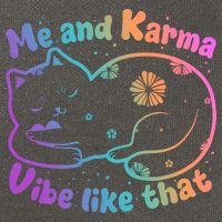 Me And Karma Vibe Like That Karma Kitty Cat Cotton Canvas Backpack