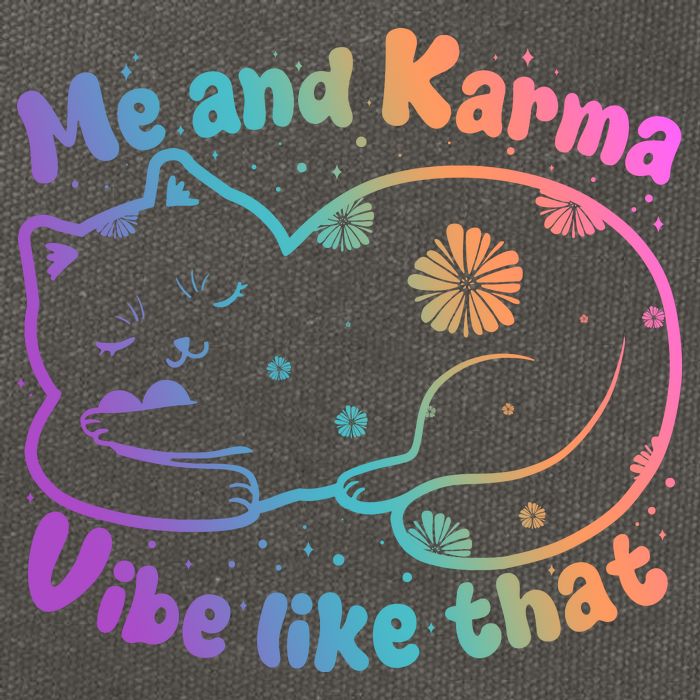 Me And Karma Vibe Like That Karma Kitty Cat Cotton Canvas Backpack