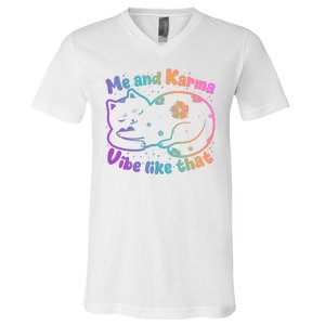 Me And Karma Vibe Like That Karma Kitty Cat V-Neck T-Shirt