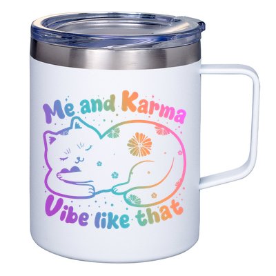Me And Karma Vibe Like That Karma Kitty Cat 12oz Stainless Steel Coffee Mug