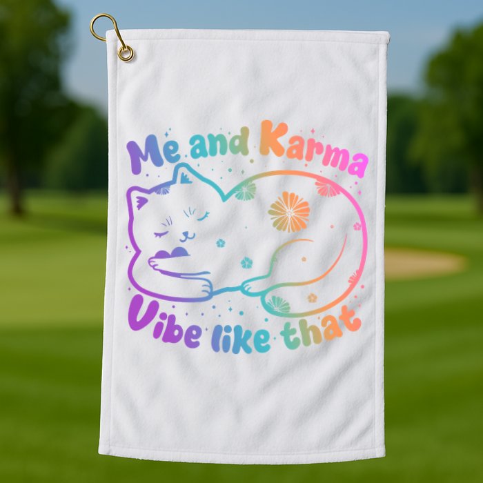 Me And Karma Vibe Like That Karma Kitty Cat Golf Towel