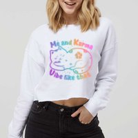 Me And Karma Vibe Like That Karma Kitty Cat Cropped Pullover Crew