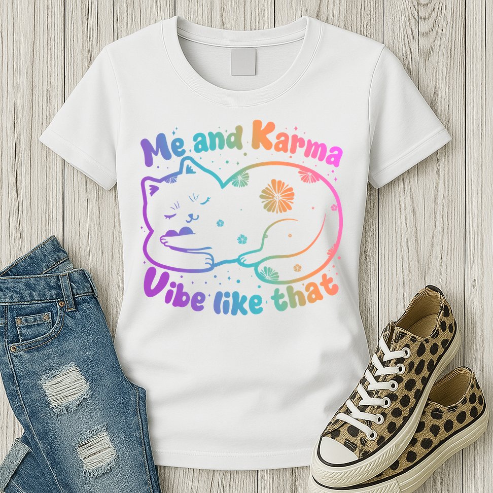 Me And Karma Vibe Like That Karma Kitty Cat Womens T-Shirt