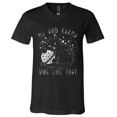 Me and Karma Vibe Cat Lover Vibes V-Neck T-Shirt