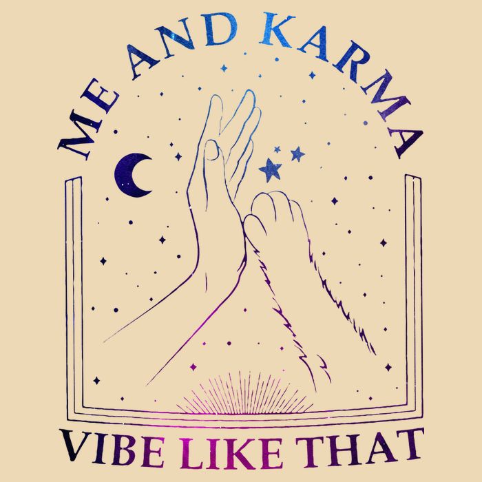 Me And Karma Vibe Like That Meet Me At Midnight Drawstring Bag