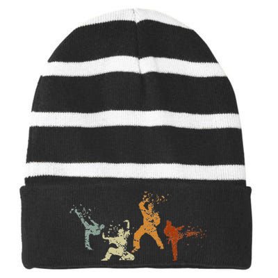 Martial Arts Karate Striped Beanie with Solid Band