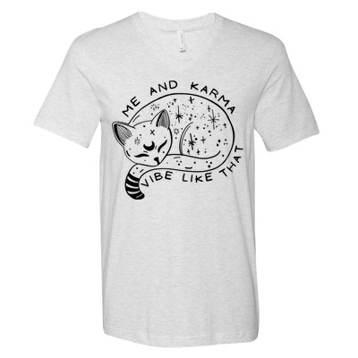 Me An Karma Vibe Like That Funny Lazy Cat V-Neck T-Shirt