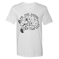 Me An Karma Vibe Like That Funny Lazy Cat V-Neck T-Shirt