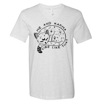 Me An Karma Vibe Like That Funny Lazy Cat V-Neck T-Shirt