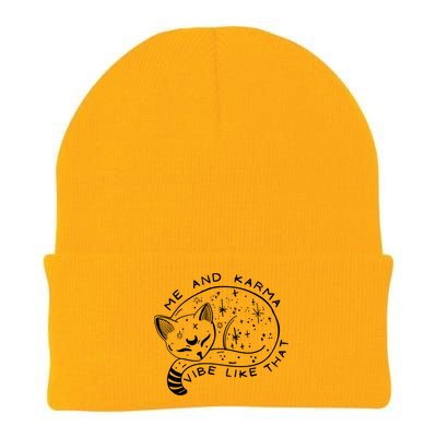 Me An Karma Vibe Like That Funny Lazy Cat Knit Cap Winter Beanie