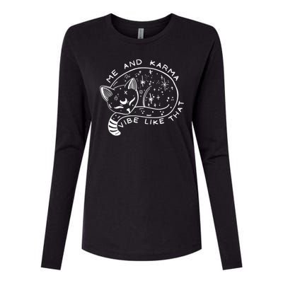 Me An Karma Vibe Like That Funny Lazy Cat Womens Cotton Relaxed Long Sleeve T-Shirt