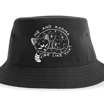 Me An Karma Vibe Like That Funny Lazy Cat Sustainable Bucket Hat