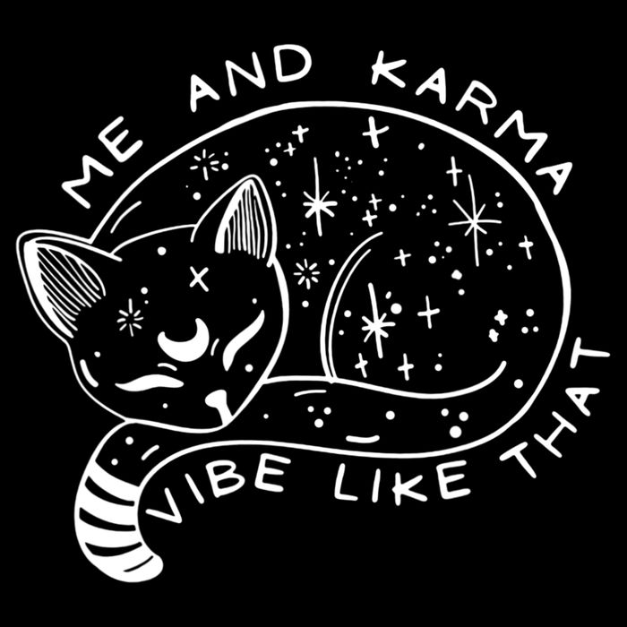 Me An Karma Vibe Like That Funny Lazy Cat Bucket Hat