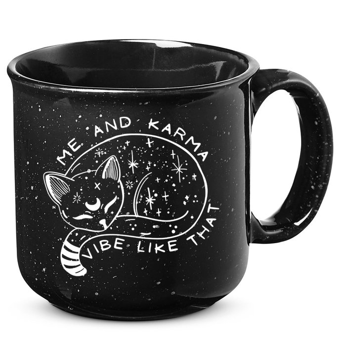 Me An Karma Vibe Like That Funny Lazy Cat 15oz Campfire Ceramic Mug