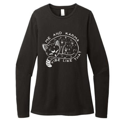 Me An Karma Vibe Like That Funny Lazy Cat Womens CVC Long Sleeve Shirt