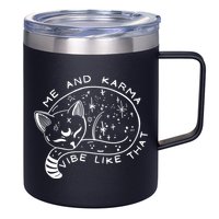 Me An Karma Vibe Like That Funny Lazy Cat 12oz Stainless Steel Coffee Mug