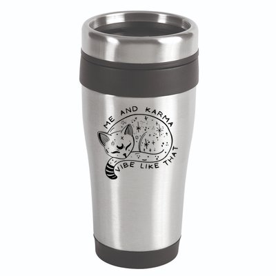 Me An Karma Vibe Like That Funny Lazy Cat 16oz Travel Tumbler