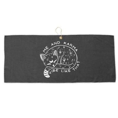 Me An Karma Vibe Like That Funny Lazy Cat Large Microfiber Waffle Golf Towel