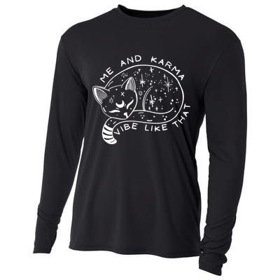 Me An Karma Vibe Like That Funny Lazy Cat Cooling Performance Long Sleeve Crew