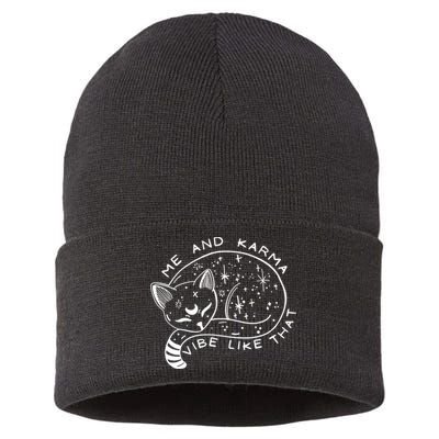 Me An Karma Vibe Like That Funny Lazy Cat Sustainable Knit Beanie