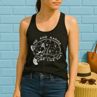 Me An Karma Vibe Like That Funny Lazy Cat Womens Tank Top
