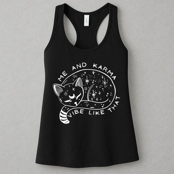 Me An Karma Vibe Like That Funny Lazy Cat Womens Tank Top