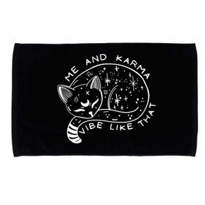 Me An Karma Vibe Like That Funny Lazy Cat Microfiber Hand Towel