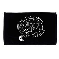 Me An Karma Vibe Like That Funny Lazy Cat Microfiber Hand Towel