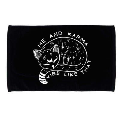 Me An Karma Vibe Like That Funny Lazy Cat Microfiber Hand Towel